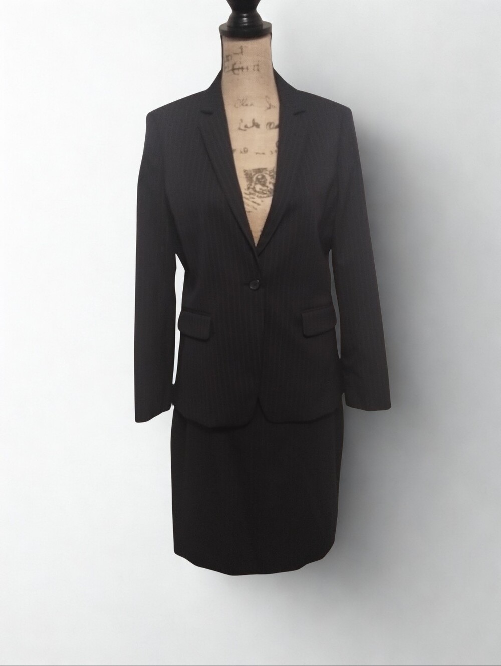 Brooks Brothers Red Fleece Wool Pinstripe Blazer And Skirt Suit Set Women's 8